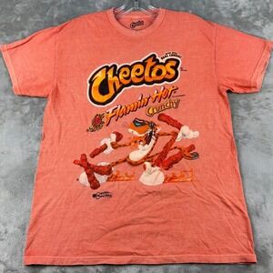 Cheetos Flamin Hot Crunchy Chester Cheetah Graphic T-Shirt Orange Small